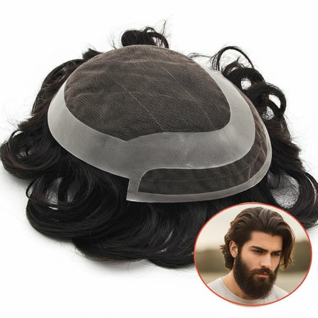 HHB Full Swiss Lace Hair System For Men Ultra soft and comfortable Favored by North Americans